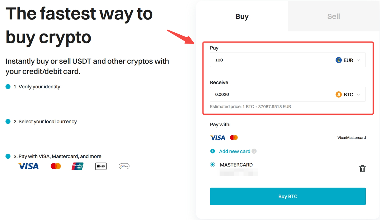 Cómo comprar cripto con tarjeta de crédito/débito en España image 2