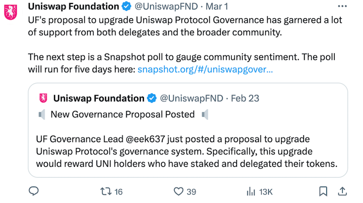 Uniswap (UNI) hits 2-year high as fee share proposal deadline approaches image 1