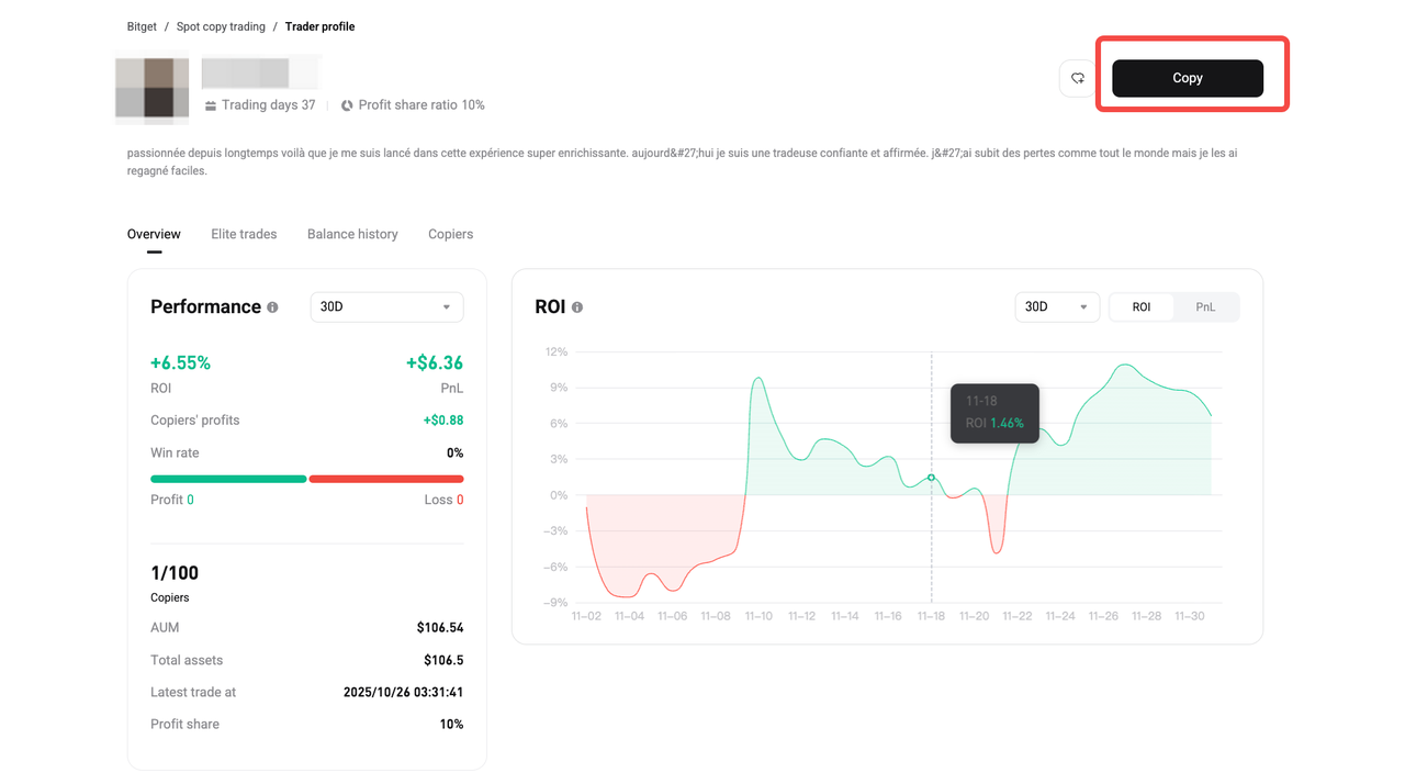 Spot Copy Trading Guide for Copiers on Bitget Website image 2
