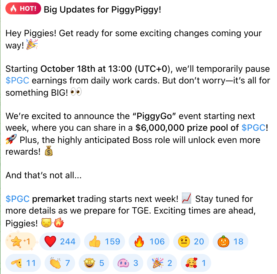 “PiggyGo” event starting next week, where you can share in a $6,000,000 prize pool of $PGC!  image 0