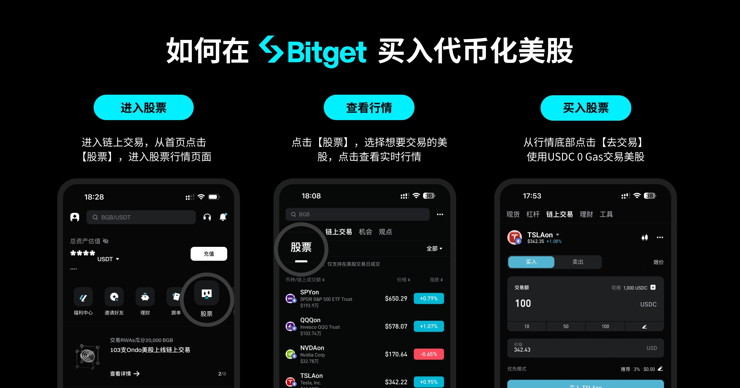 如何在 Bitget 交易链上股票 image 1
