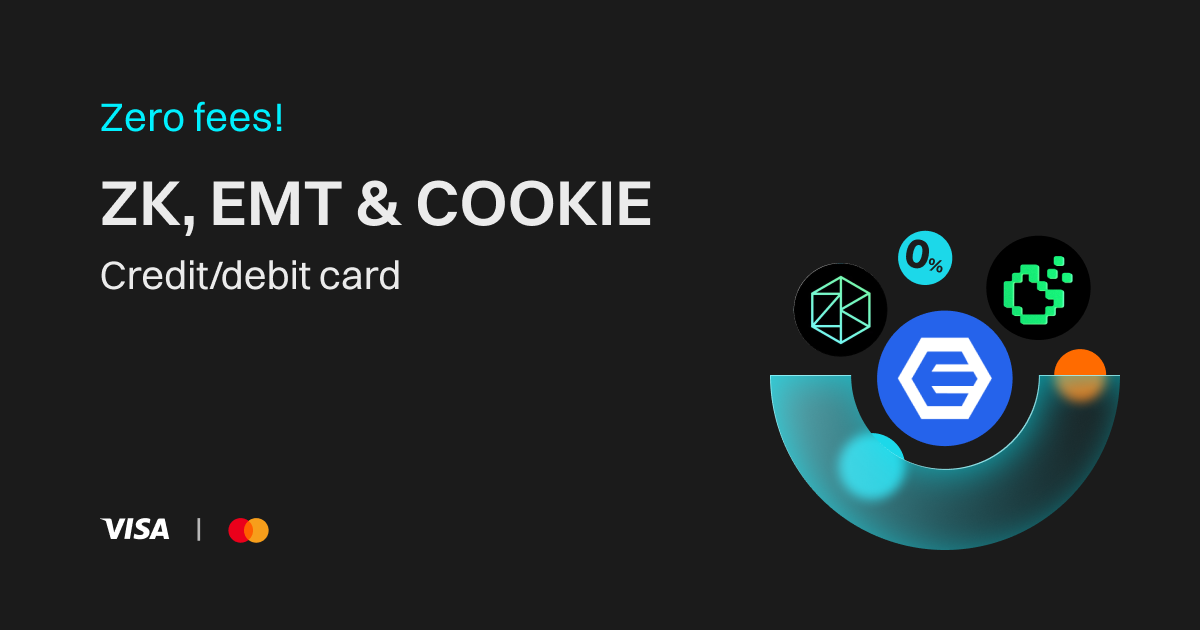 Buy ZK, EMT & COOKIE using credit/debit card with zero fees image 0