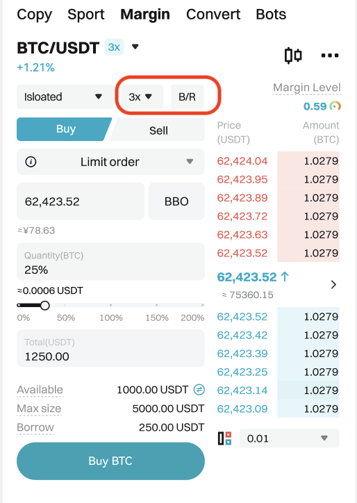 Три кроки для здійснення спотової маржинальної торгівлі на Bitget image 0