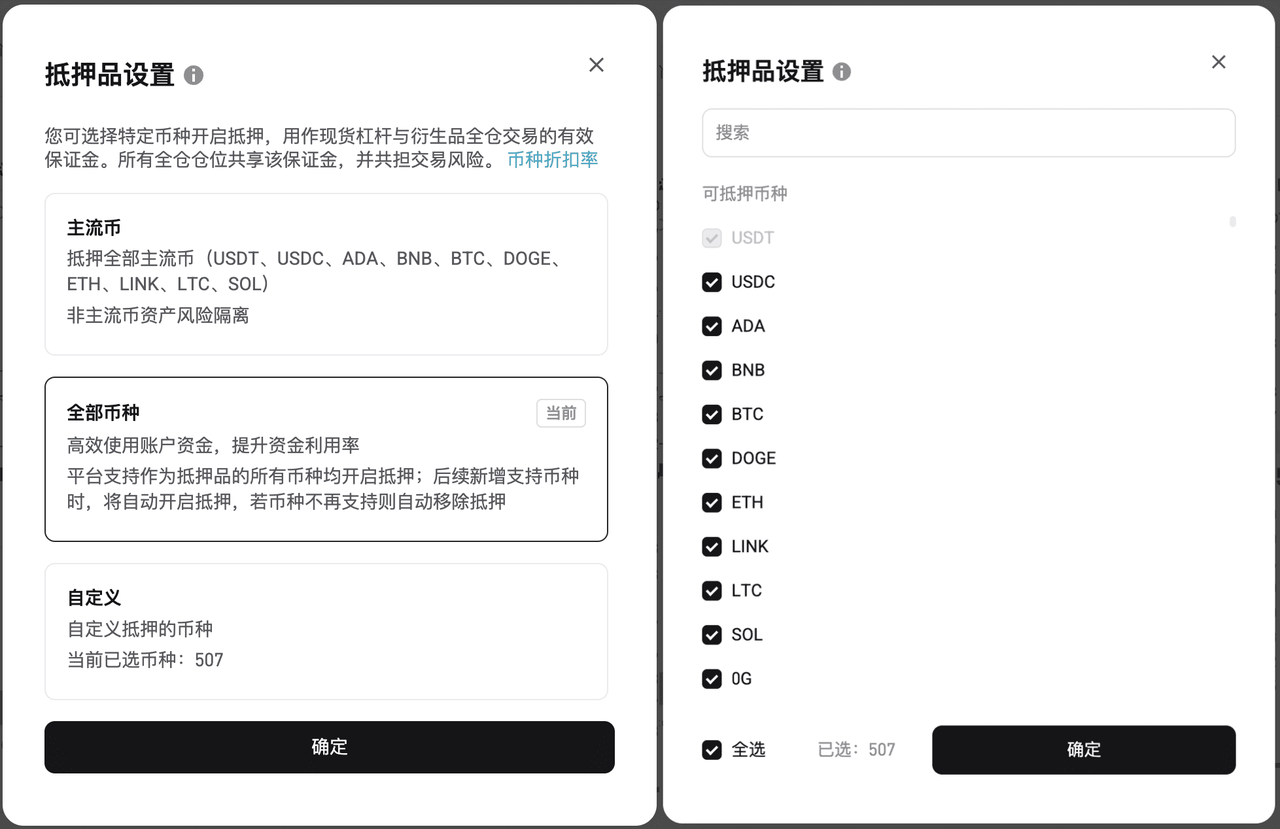Bitget 统一账户抵押品设置有哪些选项?