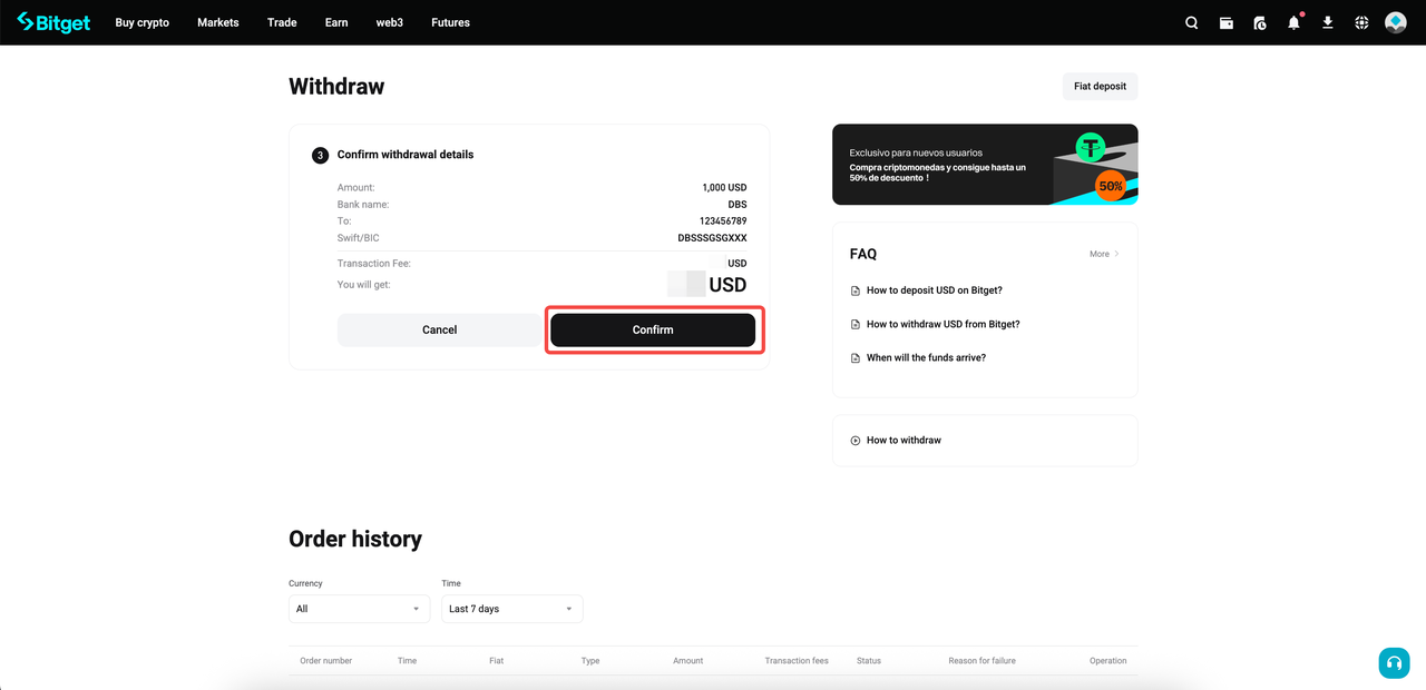 How to Deposit and Withdraw USD via SWIFT on Bitget? image 8