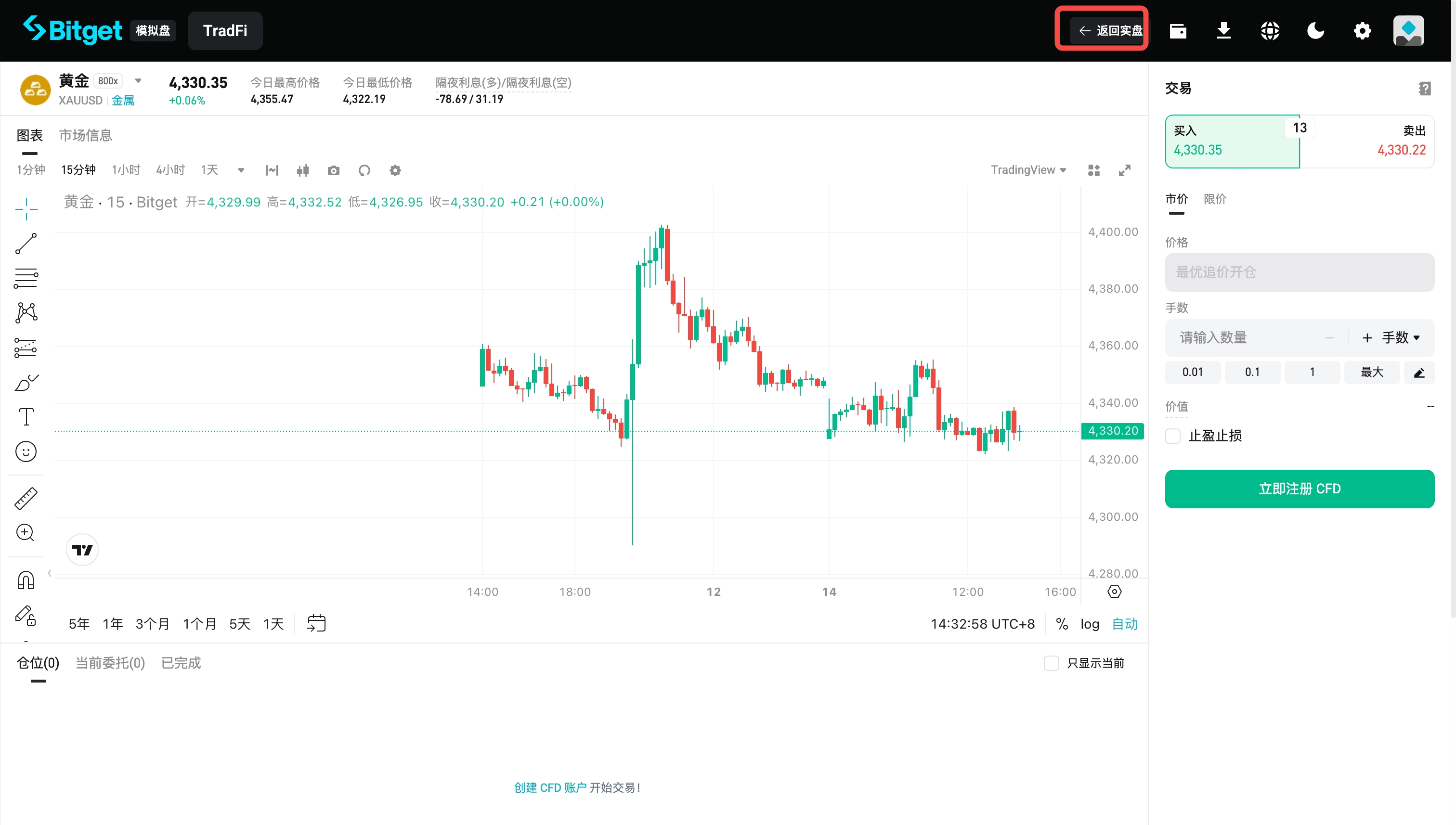 Bitget CFD 模拟账户操作指南