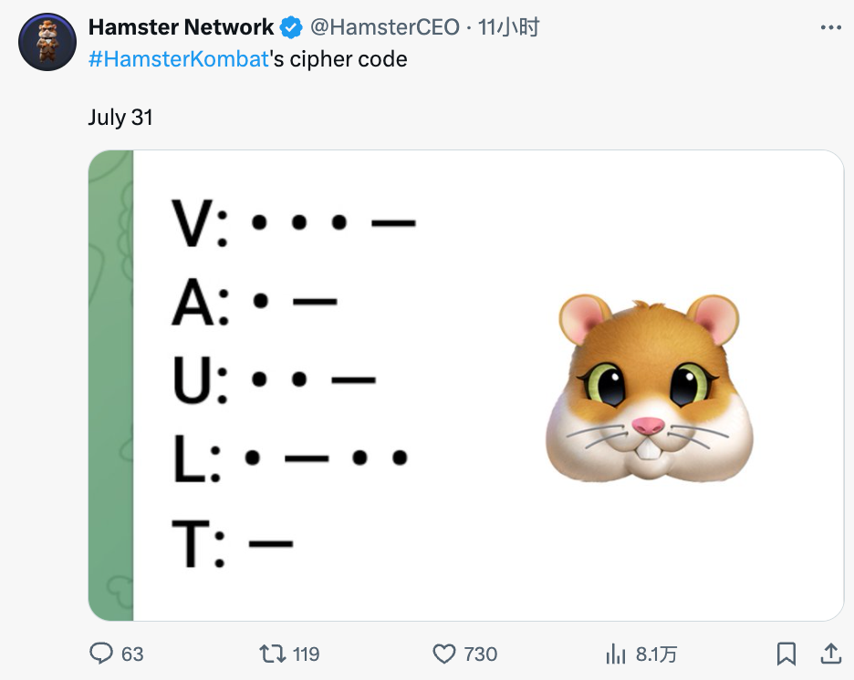 Hamster-Netzwerk: HamsterKombats Chiffre-Code 31. Juli image 0