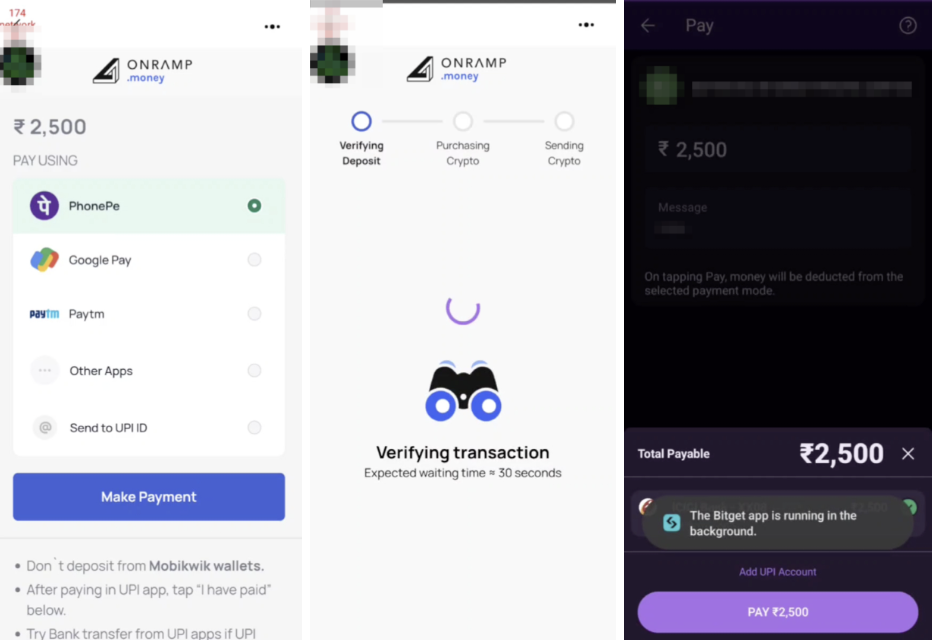 Onramp Money: How to buy crypto with INR via UPI & IMPS on Bitget image 7