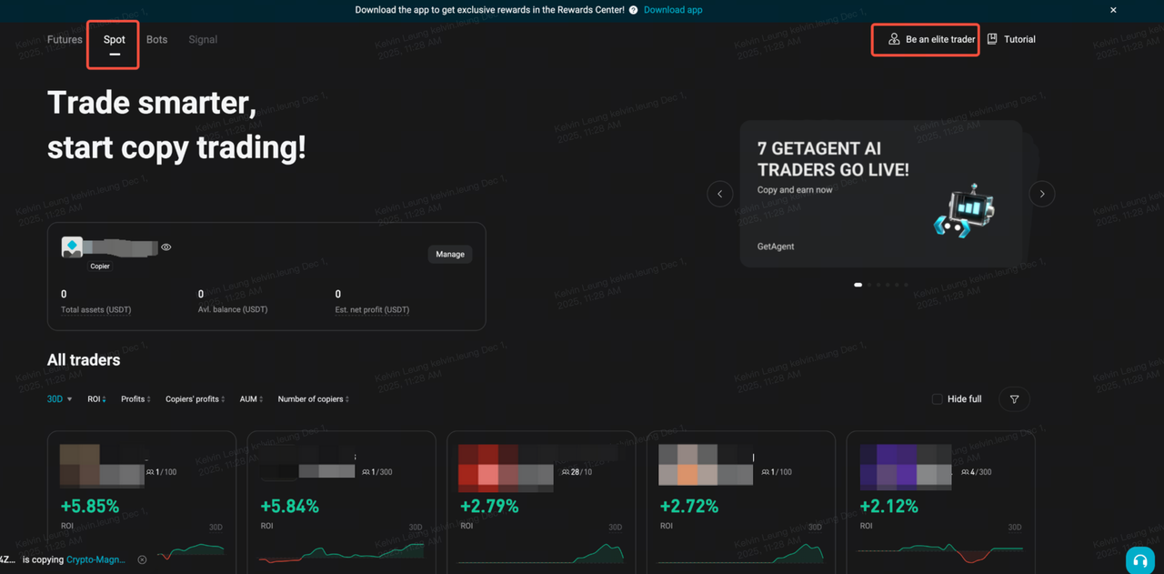 Spot Copy Trading Guide for Elite Traders on Bitget Website image 1