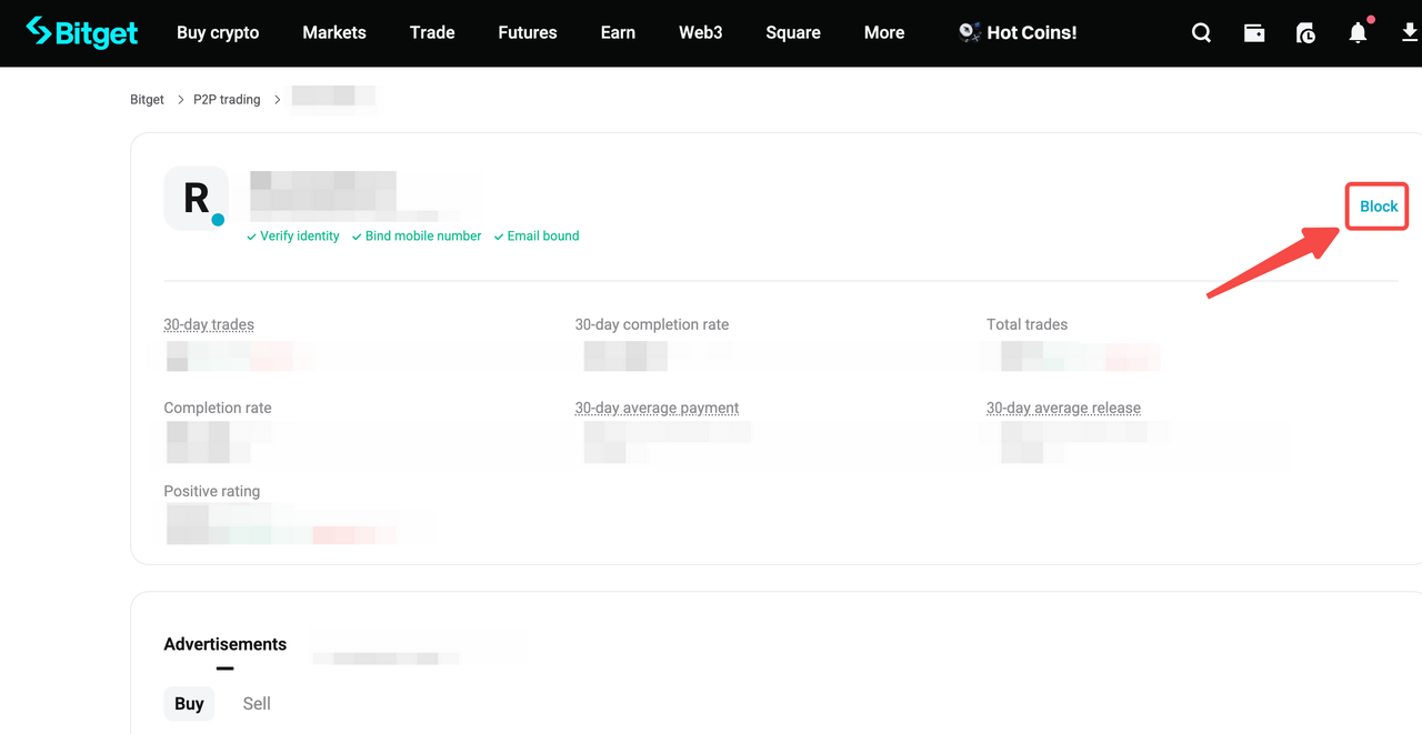 How to block or unblock users on Bitget P2P – Website Guide image 1