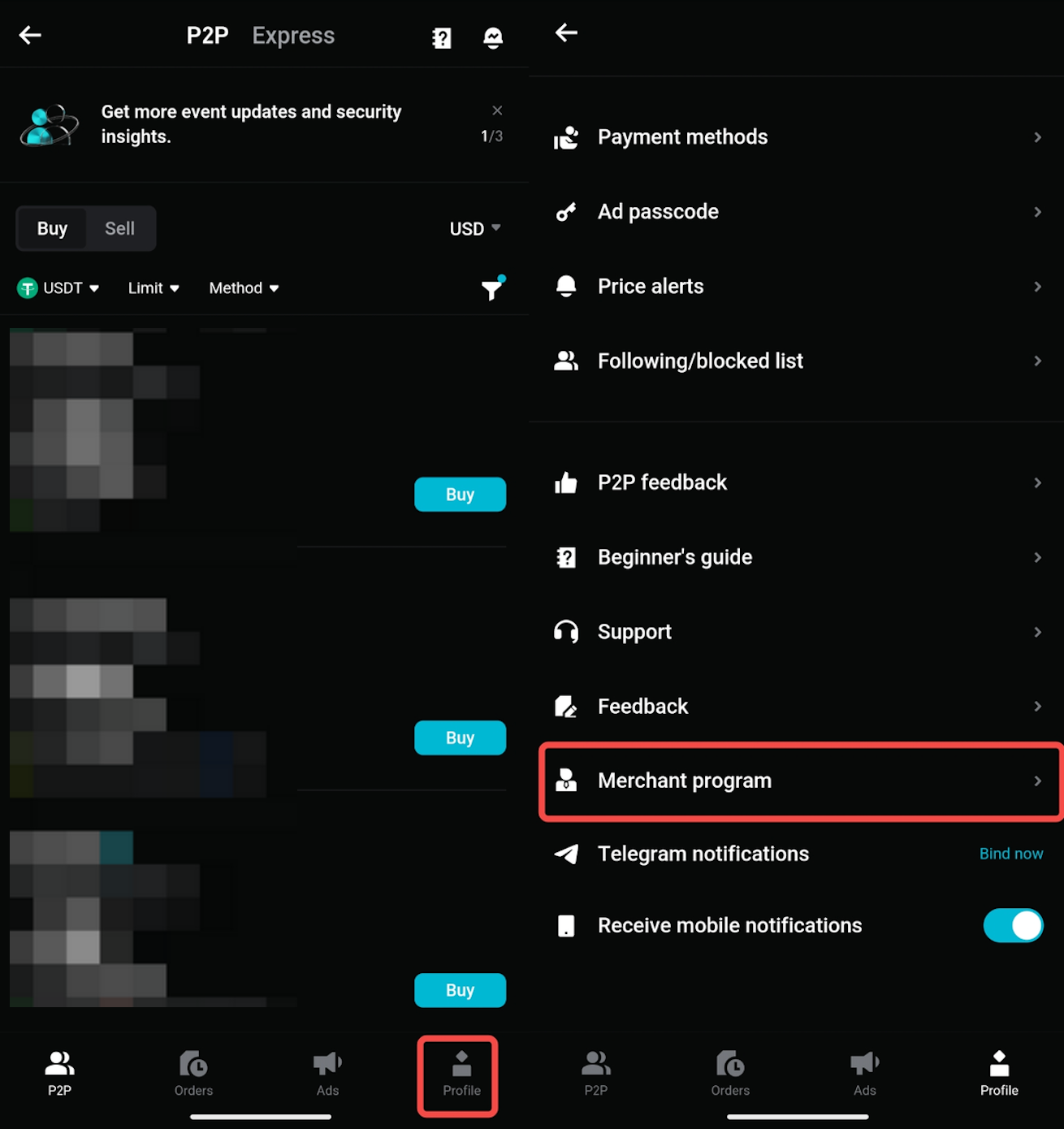 Hướng dẫn cách đăng ký làm thương nhân P2P trên Bitget – Ứng dụng di động