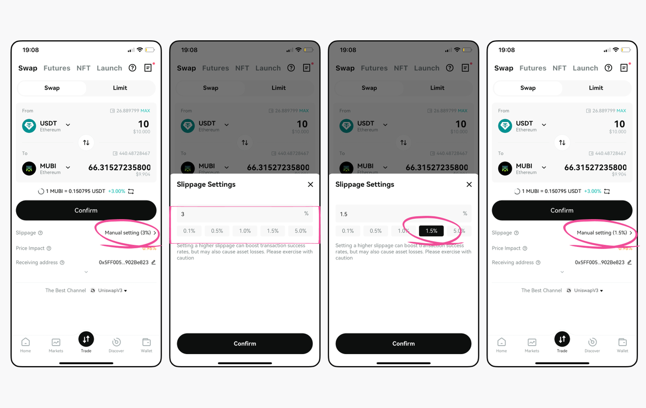 How to adjust the slippage percentage? image 0