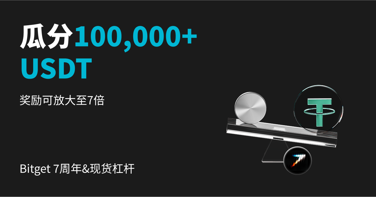 Bitget 7周年&现货杠杆:瓜分 100,000+ USDT,还可奖励翻倍至7倍! image 0
