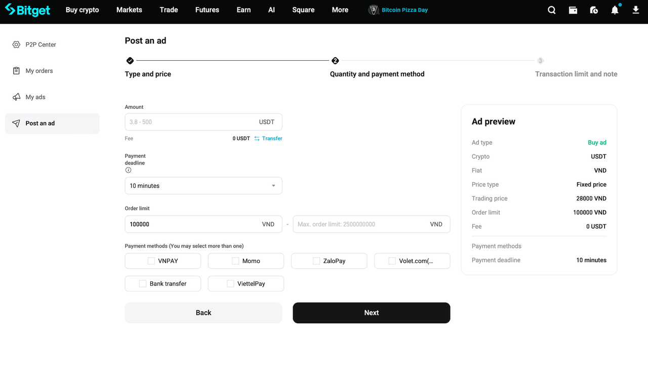 How to Post a P2P Advertisement on Bitget? - Website Guide