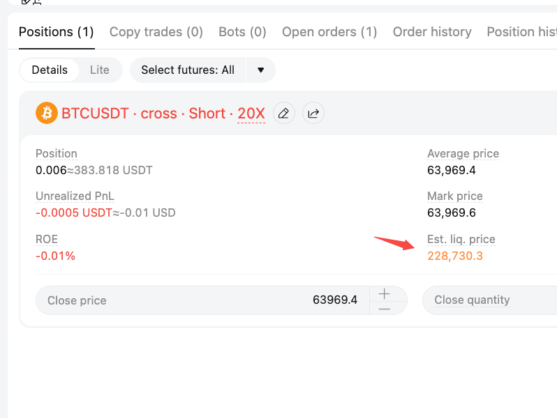 Futuros da Bitget: preço de liquidação estimado image 1