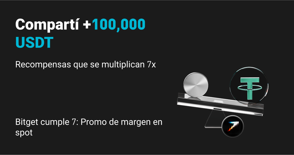 ¡Bitget cumple 7! Promoción de margen en spot: Compartí +100,000 USDT y ganá hasta 7 veces en recompensas image 0