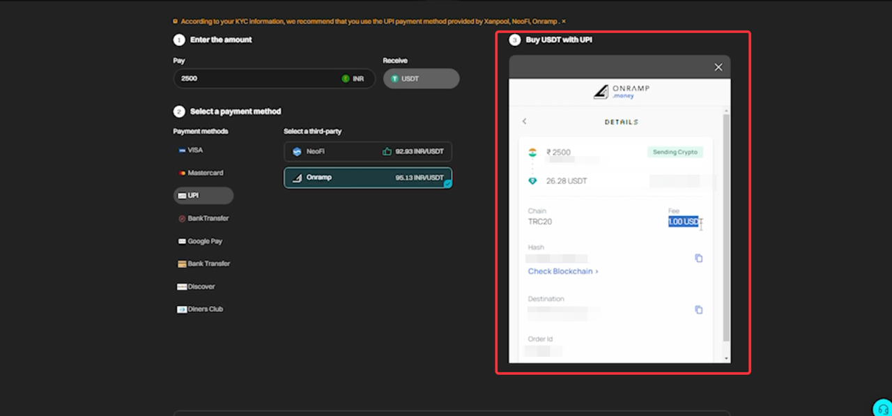 Onramp Money: How to buy crypto with MXN via bank transfer on Bitget image 3