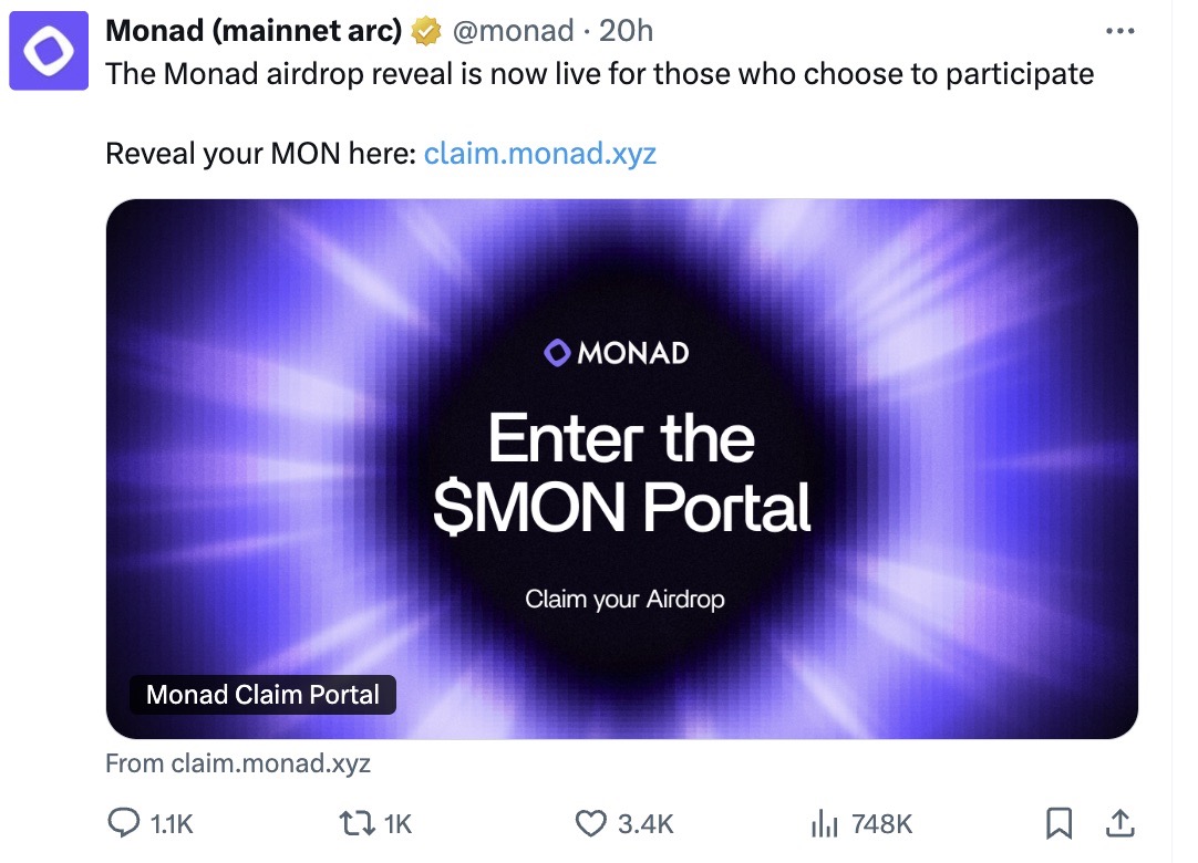 Monad (MON) Airdrop: How to Claim, Eligibility, and Comprehensive Guide image 1