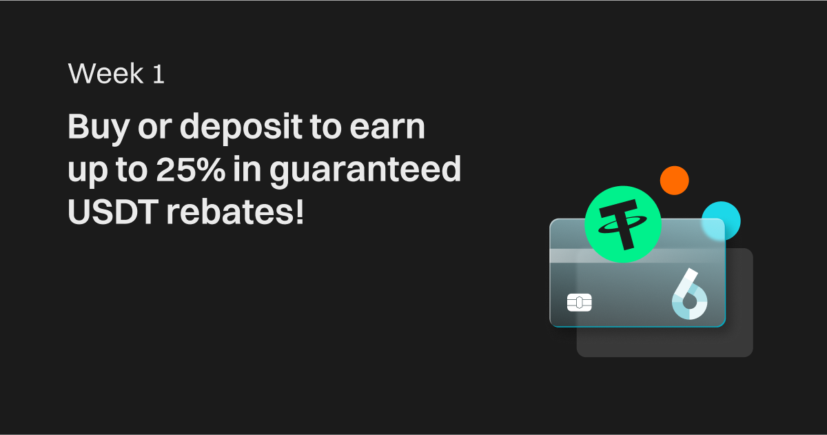 Week 1: Buy or deposit to earn up to 25% in guaranteed USDT rebates! image 0