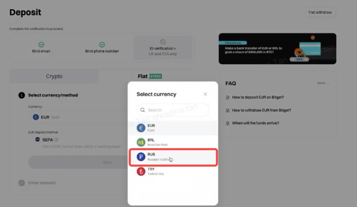 How to deposit RUB on Bitget? image 1