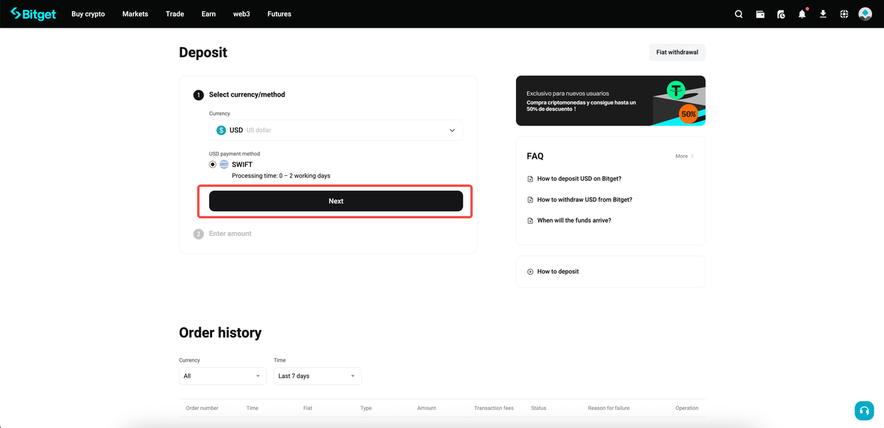 How to Deposit and Withdraw USD via SWIFT on Bitget? image 3
