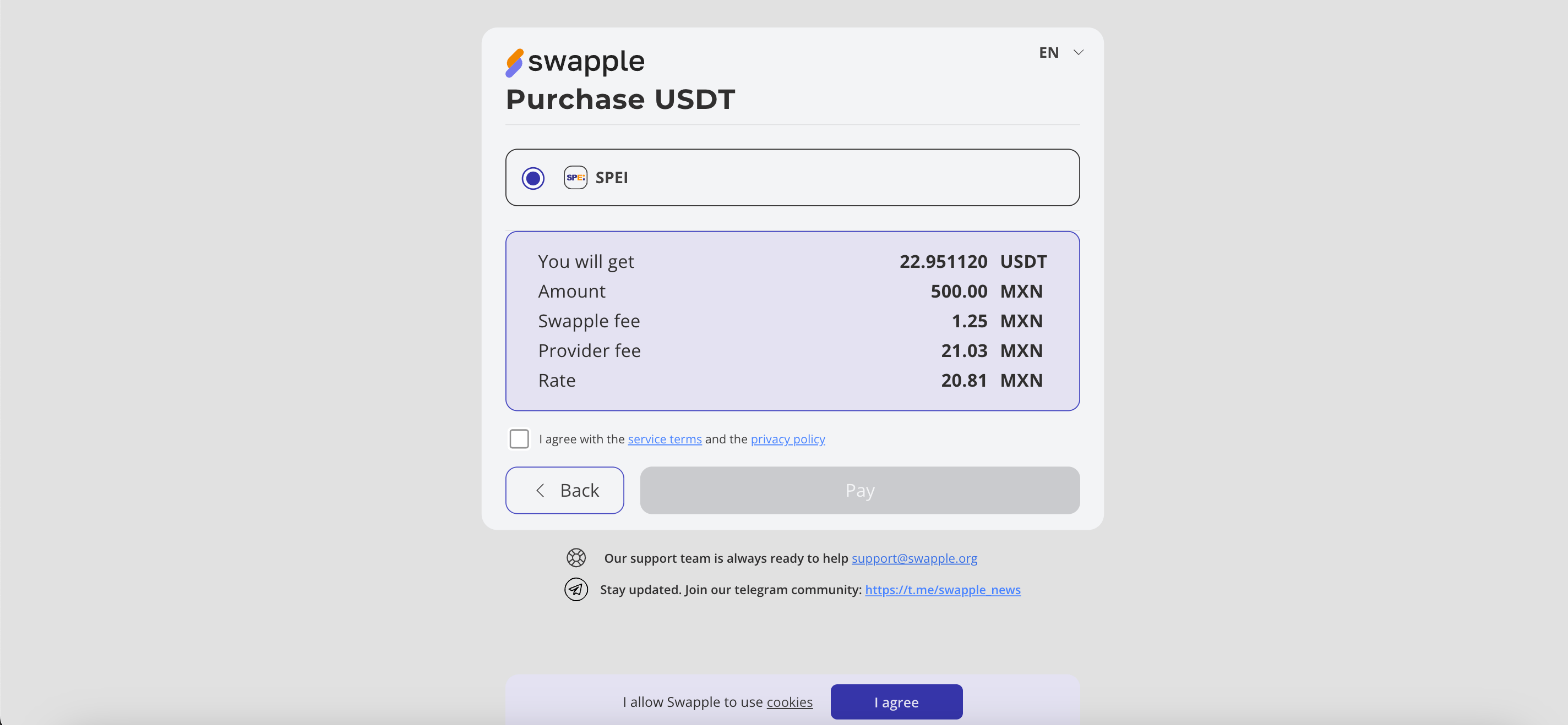 Swapple: How to buy crypto with MXN via SPEI image 7