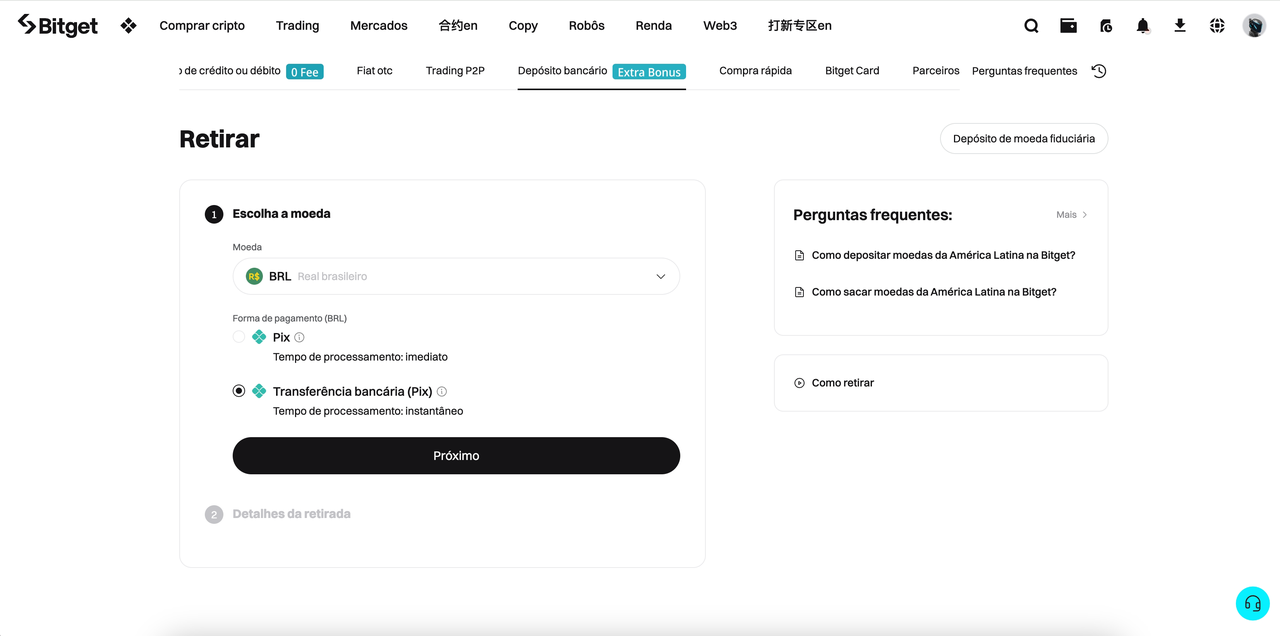 Como retirar reais (BRL) na Bitget? image 0