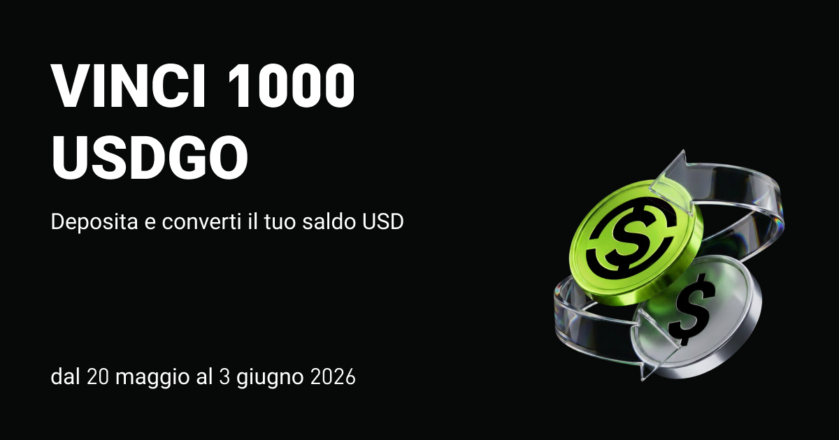 Vinci 1000 USDGO: deposita e converti il tuo saldo USD