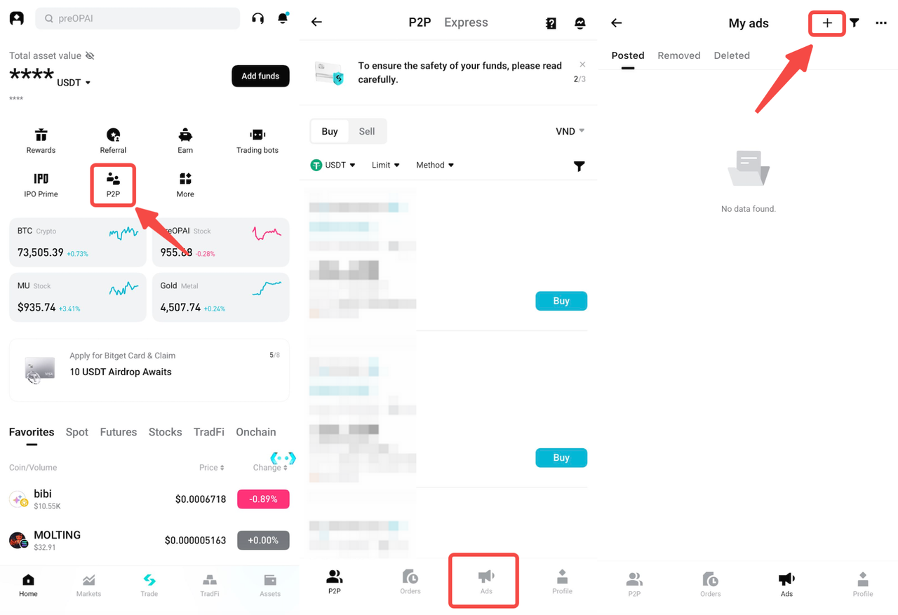 How to Post a P2P Advertisement on Bitget? - Mobile App Guide