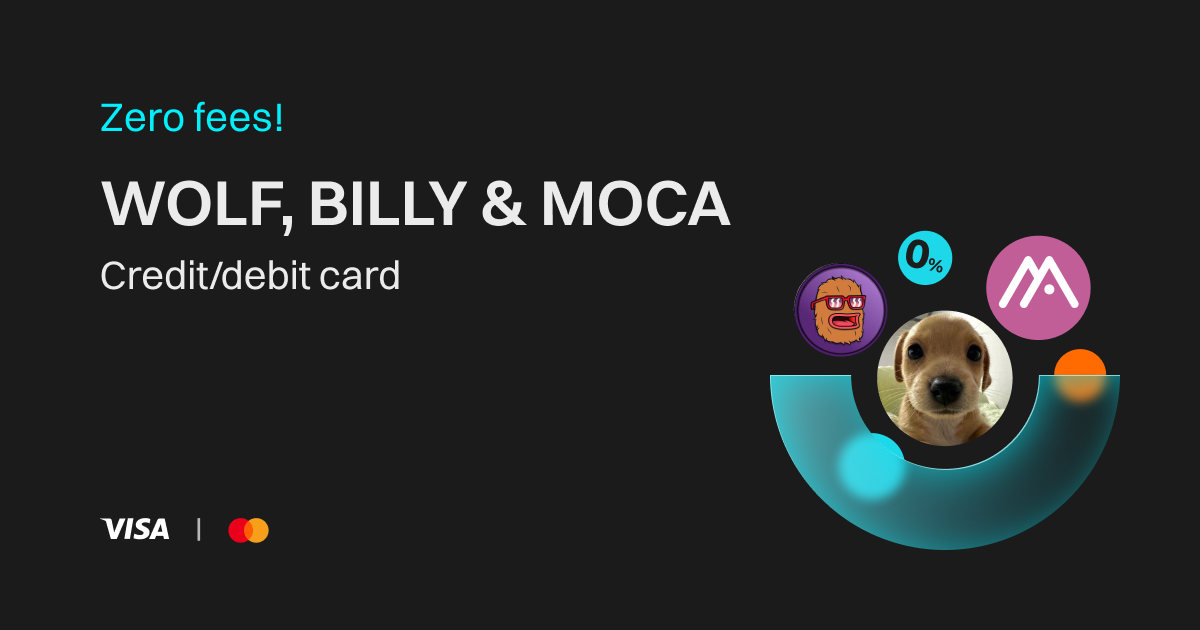 Buy WOLF, BILLY & MOCA using credit/debit card with zero fees image 0