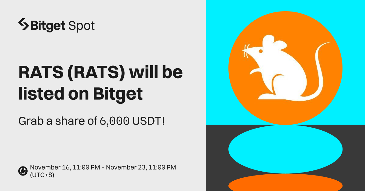 RATS (RATS) will be listed on Bitget. Come and grab a share of 6,000 USDT! image 0