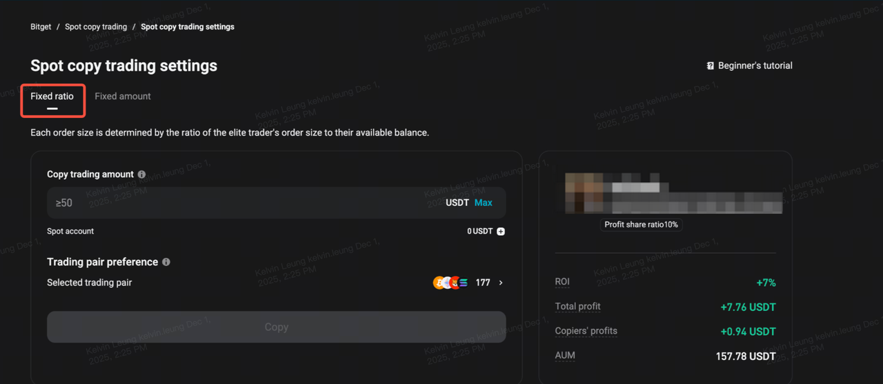 Spot Copy Trading Guide for Copiers on Bitget Website image 3