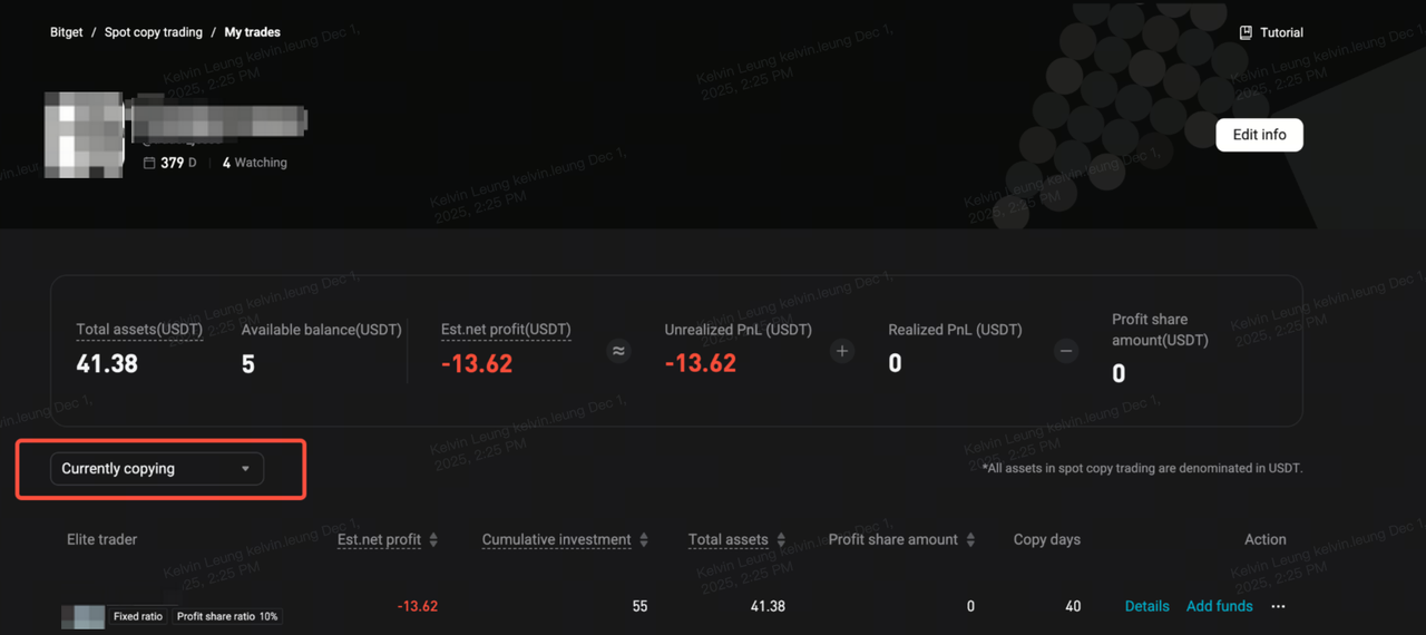 Spot Copy Trading Guide for Copiers on Bitget Website image 9