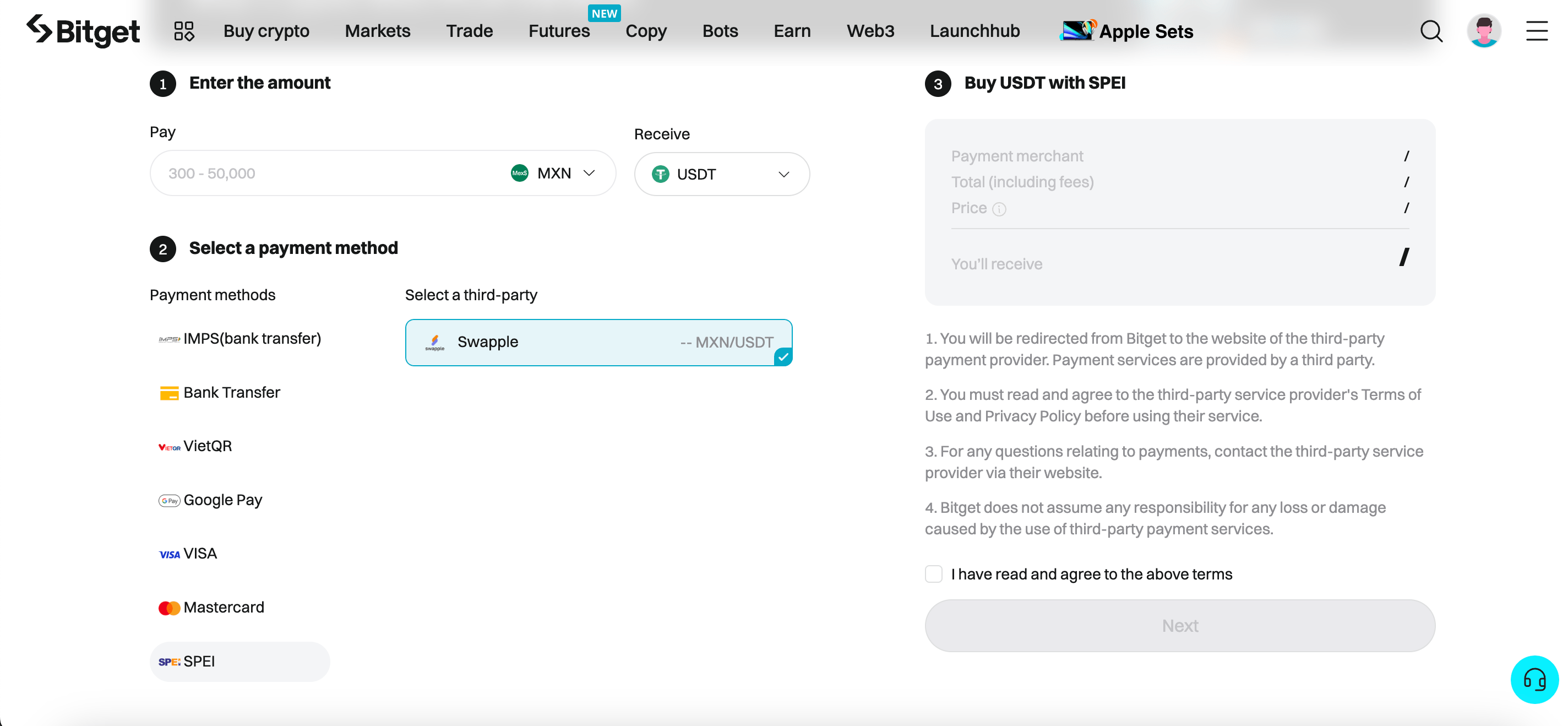 Swapple: How to buy crypto with MXN via SPEI image 6