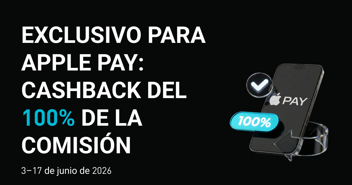 Exclusivo para Apple Pay: Cashback del 100% de la comisión