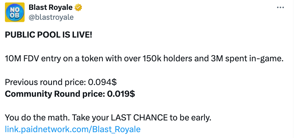 Blast Royale: 500.000 $ innerhalb von 15 Minuten nach Eröffnung des Open Pools gesammelt image 0