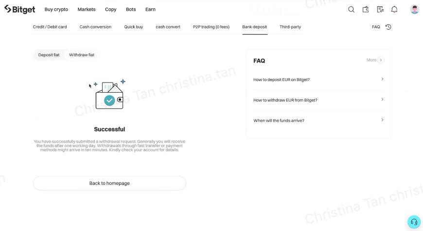 Making Bank Deposits and Withdrawals on the Bitget Website image 13