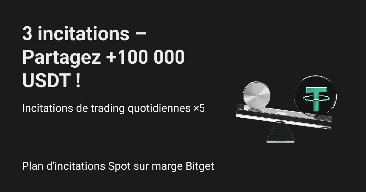 Le programme d'incitation Spot sur marge de Bitget est lancé – Gagnez trois incitations et partagez plus de 100 000 USDT ! image 0
