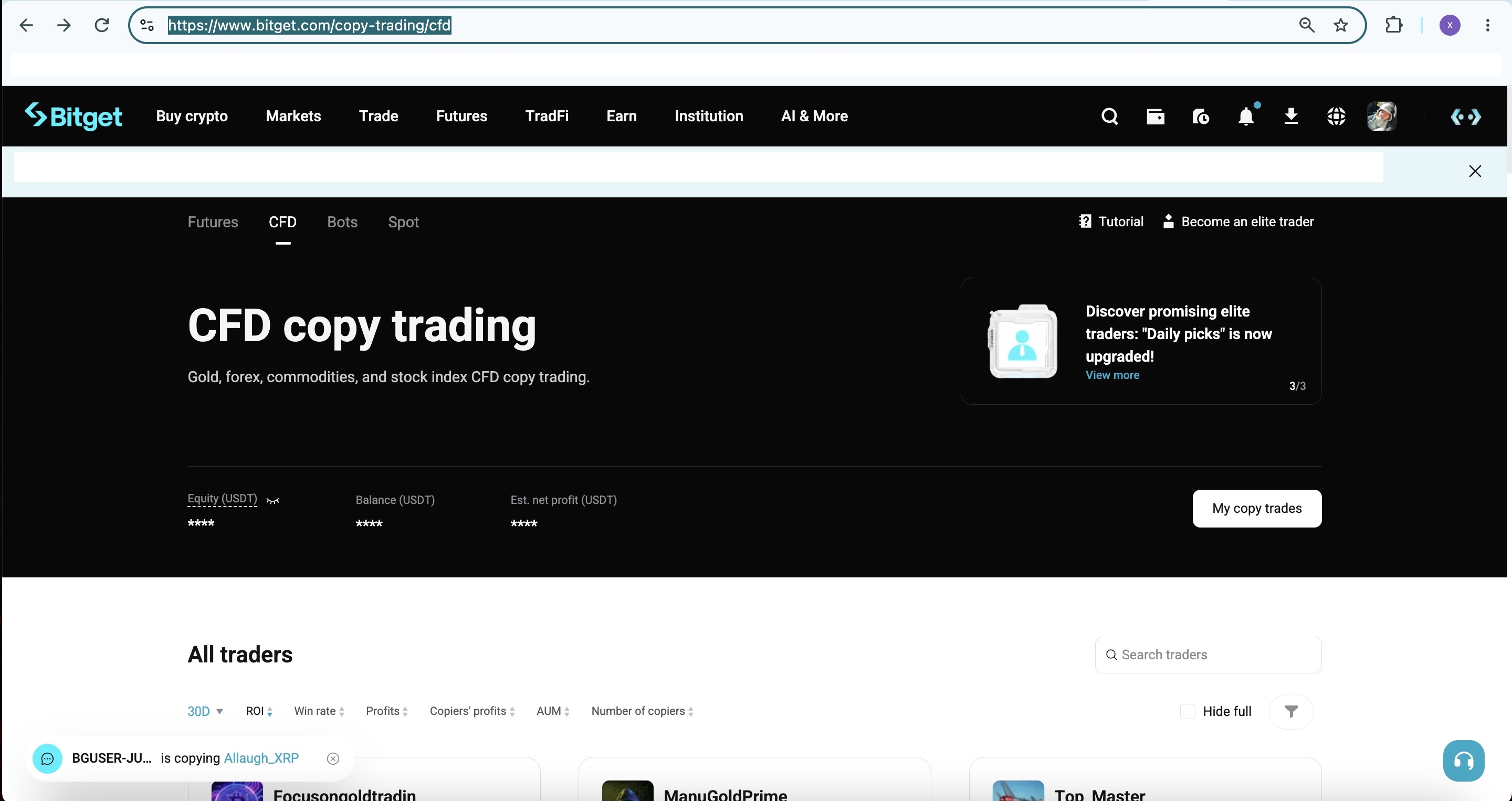 Bitget CFD Private Copy Trading Password image 0