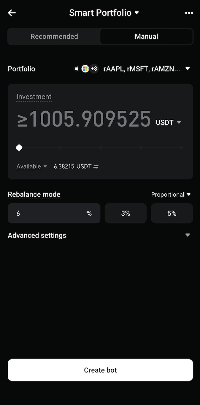 Интеллектуальный портфель Bitget и бот следования за трендом для rToken акций США