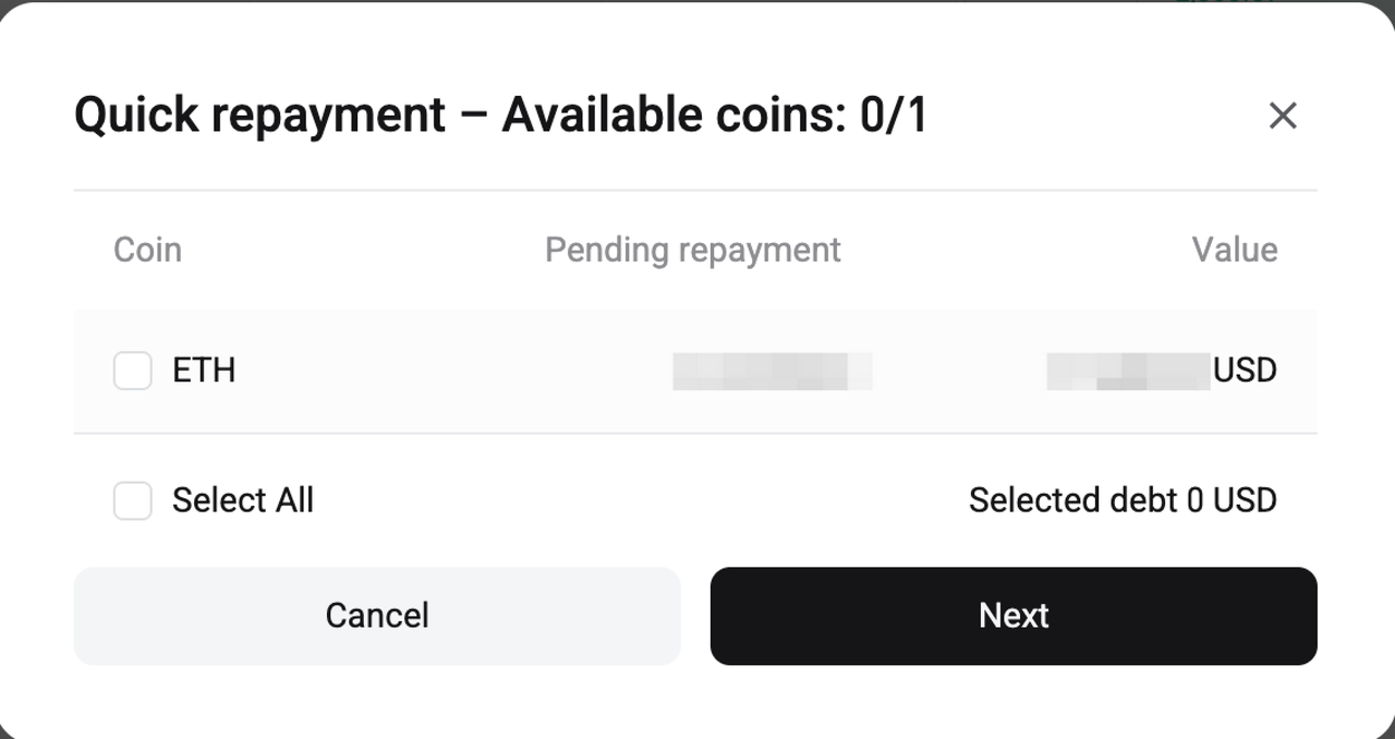 Borrowing, Interest, and Repayment in the Unified Trading Account