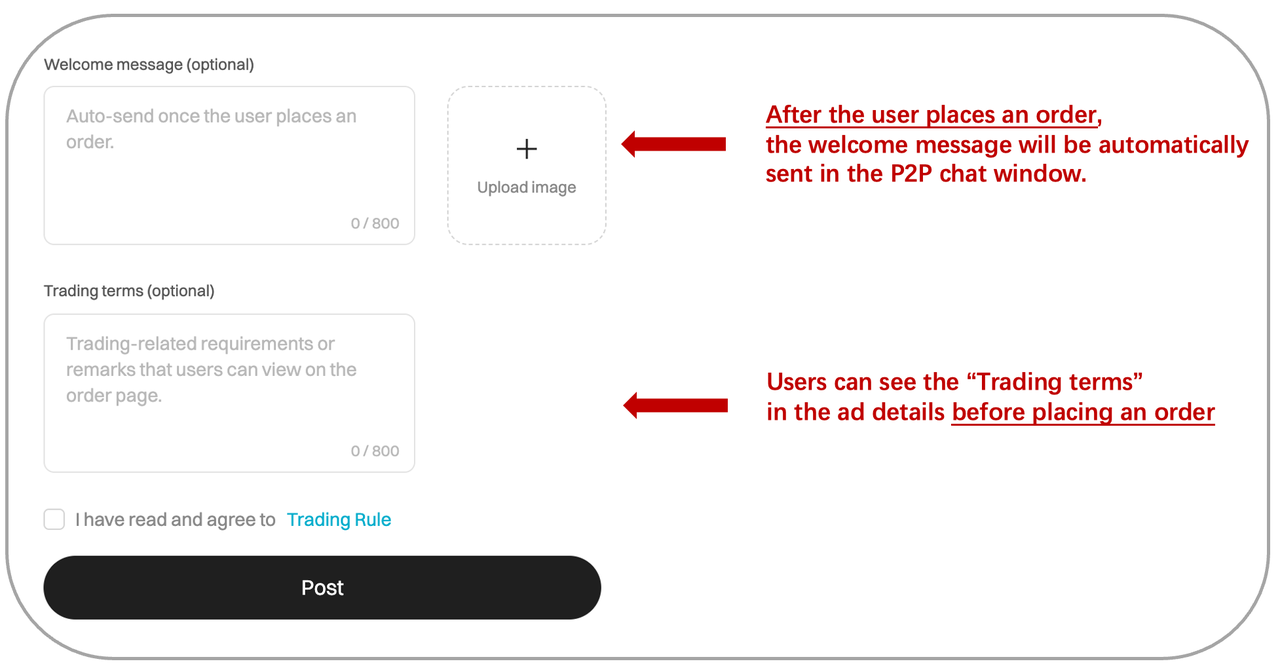How to Add Welcome Messages and Trading Terms to Your P2P Ads? image 0