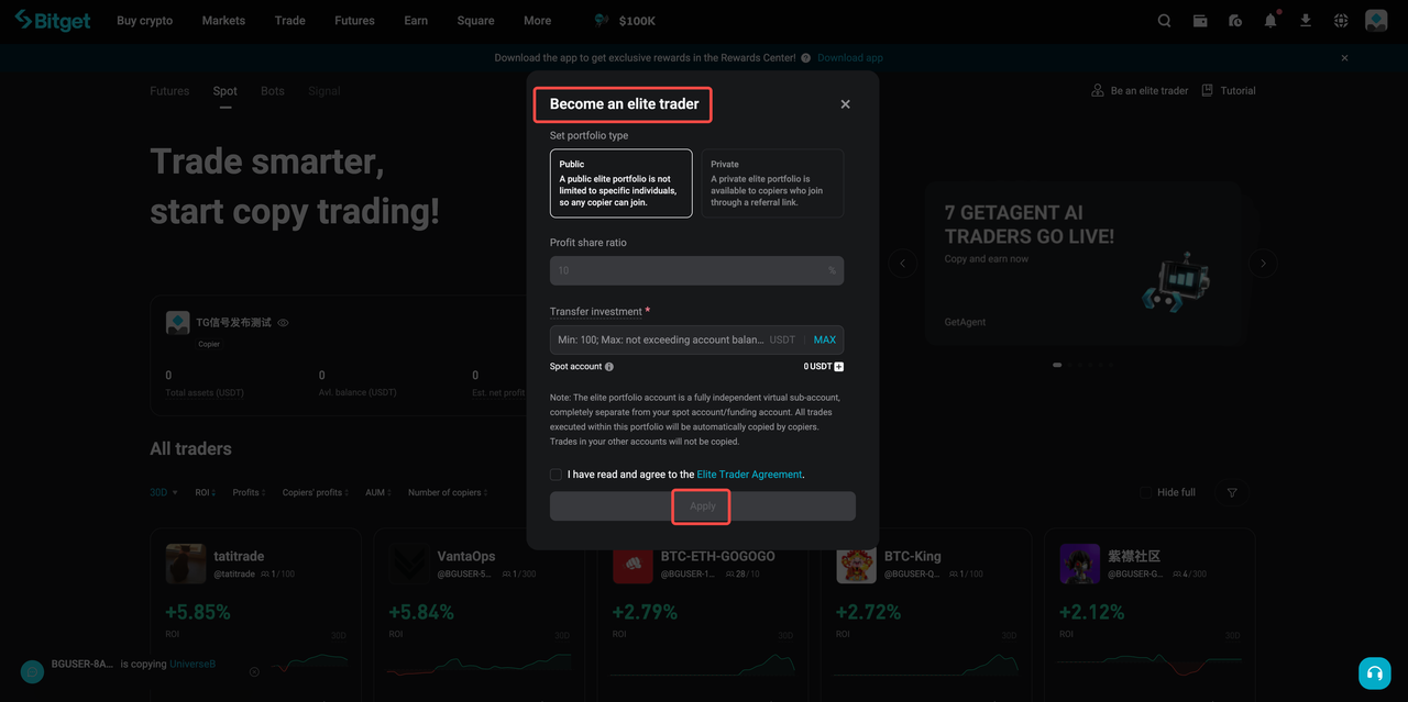 Spot Copy Trading Guide for Elite Traders on Bitget Website image 2