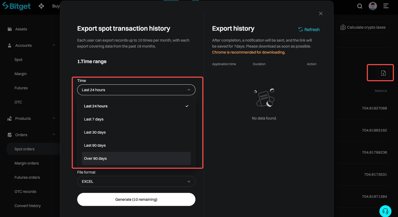 How to Export Your Account Data on Bitget? image 2