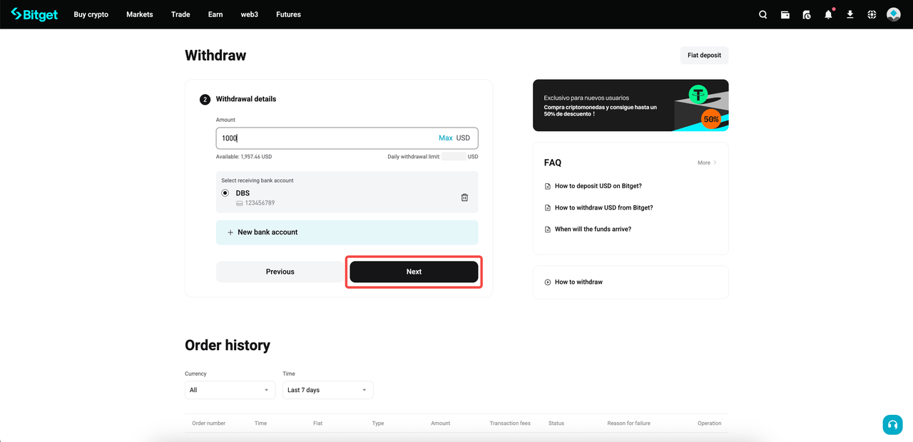 How to Deposit and Withdraw USD via SWIFT on Bitget? image 7