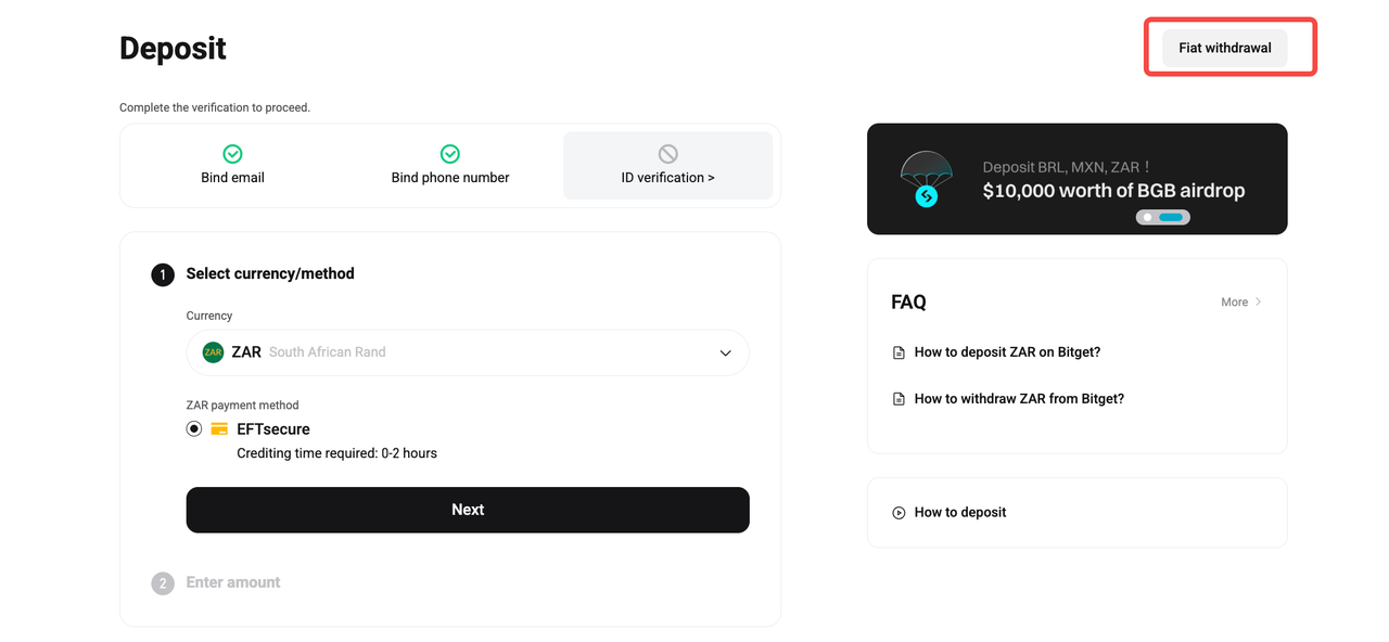 How to Withdraw ZAR on Bitget Website? image 1