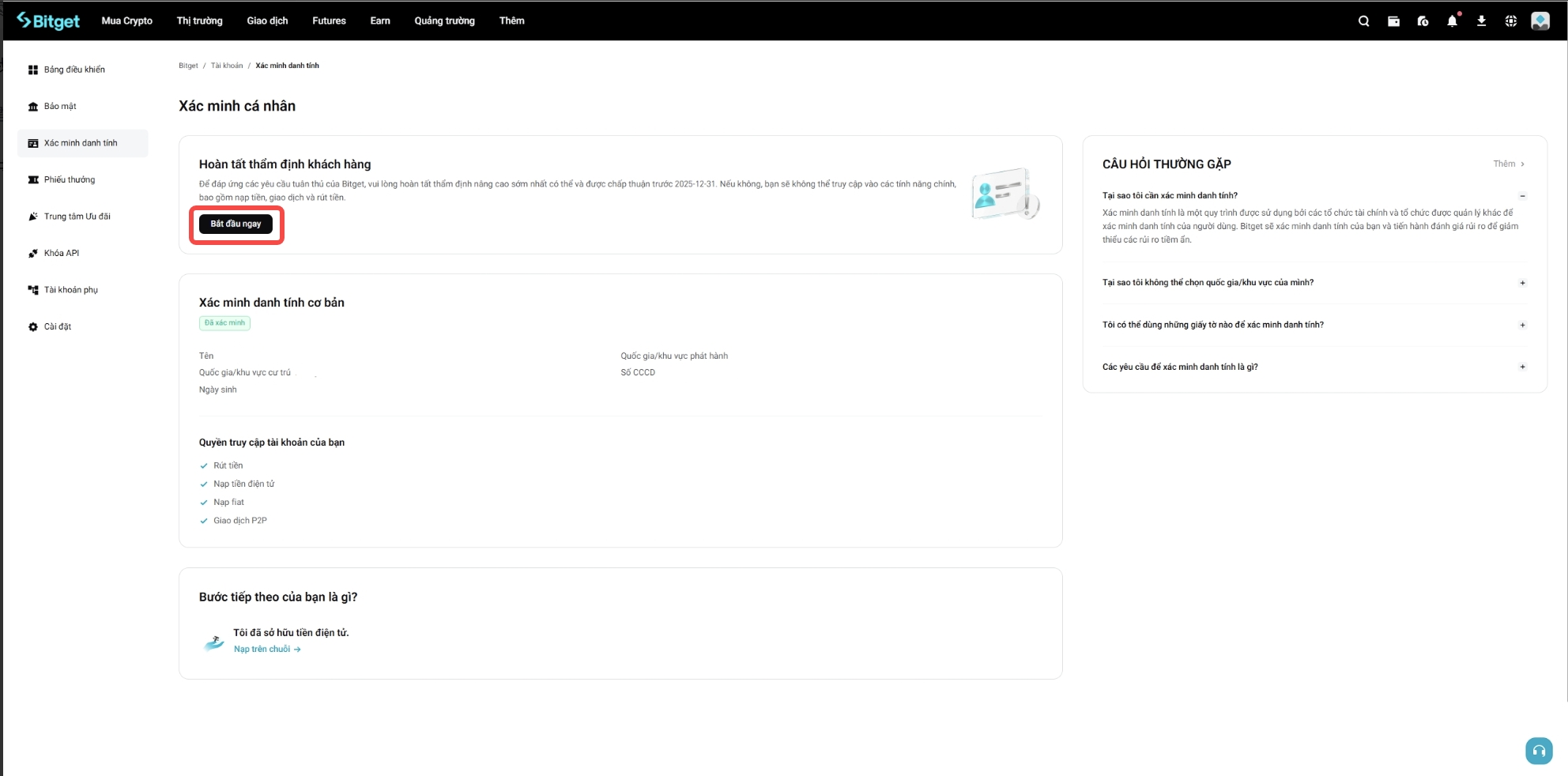 Cách hoàn tất quy trình Thẩm định nâng cao (EDD) cho tài khoản Bitget - Hướng dẫn website