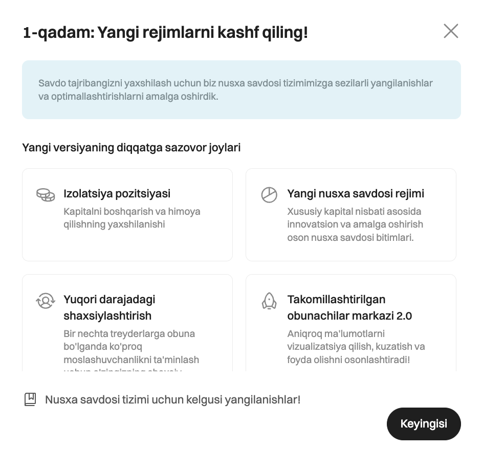 Bitget fyuchers nusxa savdosi yangilanishiga umumiy ma'lumot image 1