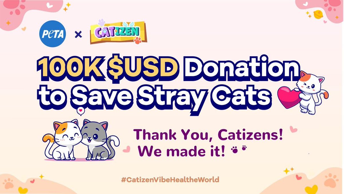 Catizen made 100K $USD Donation to protect and save cats receive the attention and action they deserve