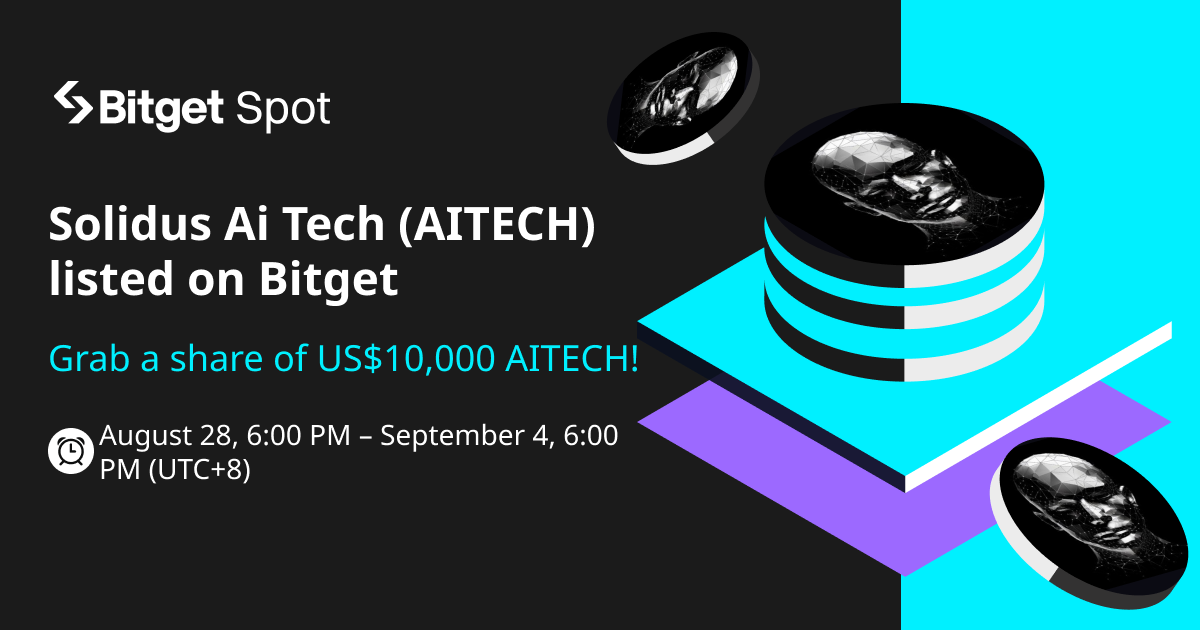 Solidus Ai Tech (AITECH) to be listed on Bitget. Join the promotion and grab a share of US$10,000 AITECH! image 0